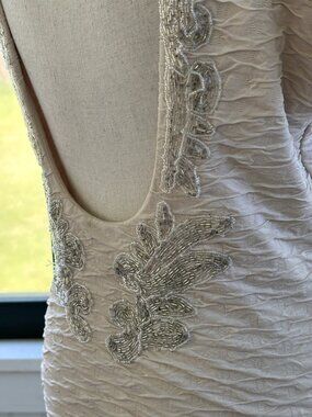 Free People Beaded Open Back Dress Blush Ivory Size Medium Like New